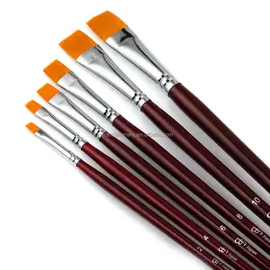 Beaux-Arts Fournisseur 6 PCS Synthétiques Dorés Aquarelle Artiste Pinceaux Ensemble, Brosse de Peinture Acrylique, visage Pinceaux De Peinture À L'huile