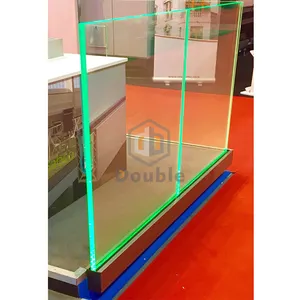 Modern house balcony/staircase railing LED U channel glass railing