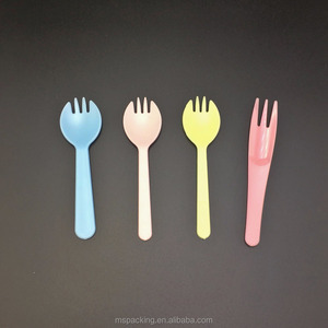 Tùy chỉnh in <span class=keywords><strong>mini</strong></span> phân hủy sinh học thân thiện với môi nhựa dùng một lần món tráng miệng muỗng ngã ba dài xử lý PS Ice Cream thìa cho - Product Image 4