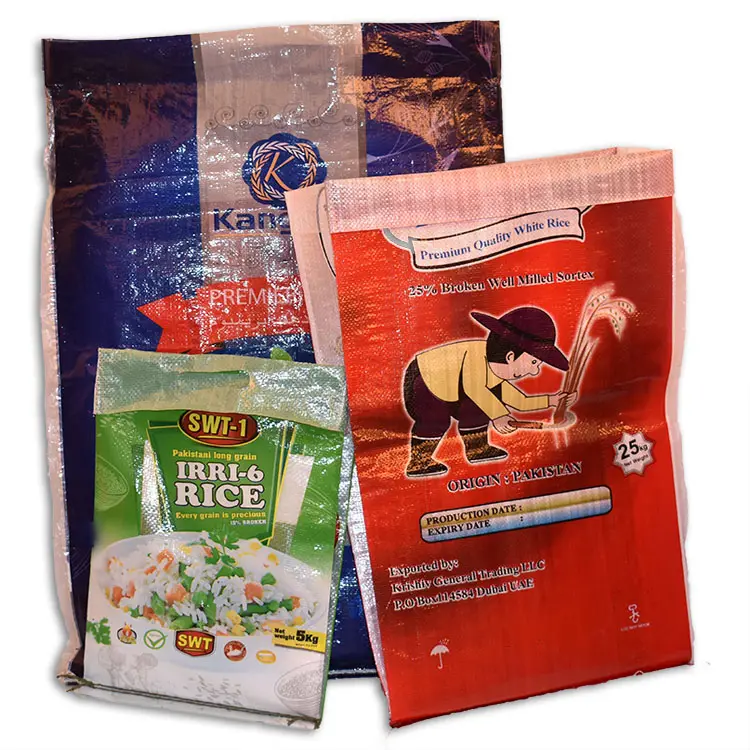 5kg10kg25kg BOPP laminado impressão a cores tecido pp sacos de arroz, sacos de comida de cão gato pet alimentação 50kg, polipropileno saco de farinha