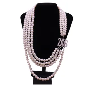 Society Party Anniversary Decor Zeta Phi Beta Multi Lines White Pearl Greek Letter Choker ZOB ZPB Necklaces Jewelry