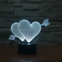 Lampu Malam Sensor Sentuh 7 Warna Berubah 3D Akrilik Led Lampu Malam Ilusi Hadiah Hari Valentine Lampu Malam