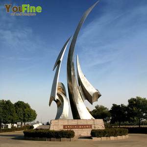 YOUFINE Scultura Moderna in Acciaio Inossidabile Lucidato a Specchio, Statua d'Arte Astratta per Decorazione da <span class=keywords><strong>Giardino</strong></span> - Product Image 3