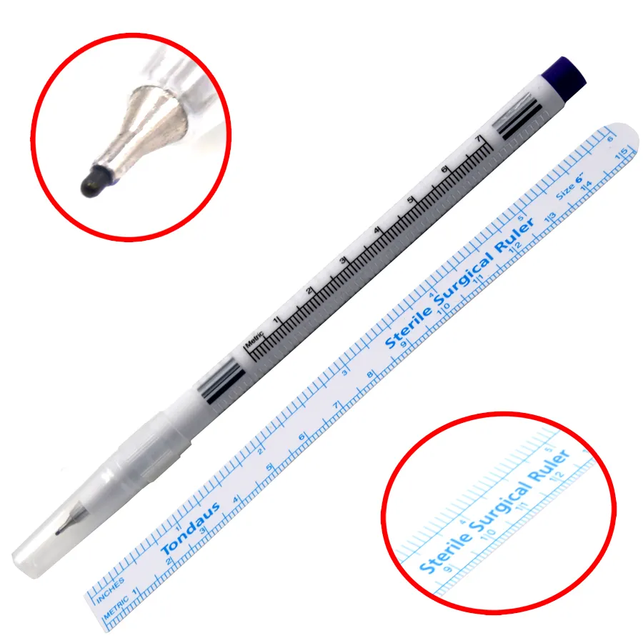 Surgical Skin Marker Eyebrow Tattoo Pen With Measuring Ruler Eye Brow Pencil Microblading Pen Permanent Makeup Accessories