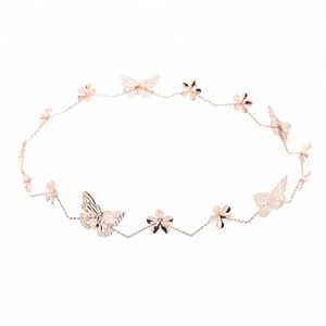 Mode Schmetterling Blume Mädchen Stirnband Braut Gold tiara Kupfer Haar Zubehör Geburtstag Weihnachten Geschenk krone