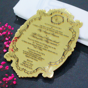 Luxurious Unique Golden Acrylic Wedding Invitation Card Hot Foil Stamping Printing Invitations with Custom Envelope