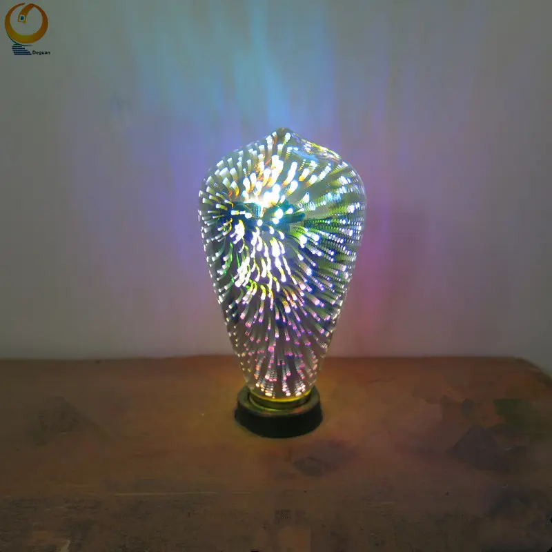 New ST64 3W 5W 8W fireworks bulb led filament lamp E27 decorative color 3D edison light bulb