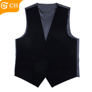 Polyester Velvet <strong>Black</strong> <strong>Vest</strong> Men - Product Image 1