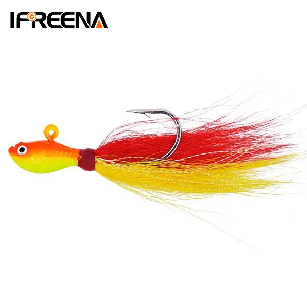 Pesca a mosca richiamo di giga testa di acqua salata capelli rompicapo artificiale bucktail jig