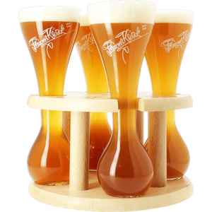 Bicchieri da <span class=keywords><strong>Birra</strong></span> in Vetro Personalizzati Quattro 4 Kwak - con Base in Legno - Product Image 1