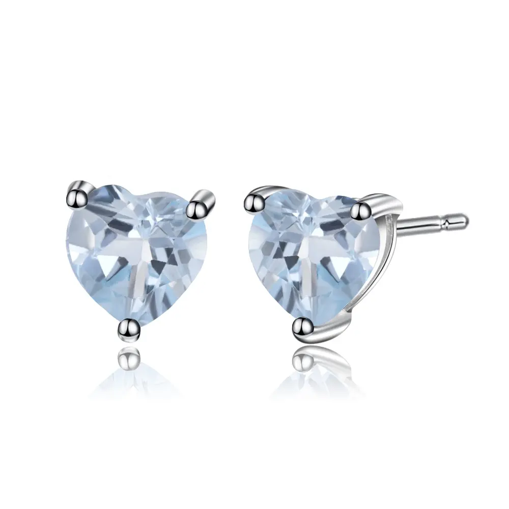 Abiding natual hart edelsteen sieraden sky blue topaz fashion 925 sterling zilver stud oorbellen voor vrouwen