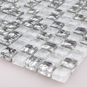 Mosaico de vidrio roto, cristal transparente, cromo, galvanizado de plata, borde de pared, cocina, baño, salpicadura, azulejo - Product Image 1