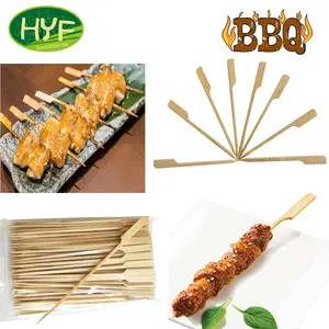 Logo Kustom Tongkat Dayung Bambu BBQ Tusuk Sate Bambu Datar Kabob untuk Anjing Jagung, Tongkol Jagung, Kue, Lollipop, Kabob Gril