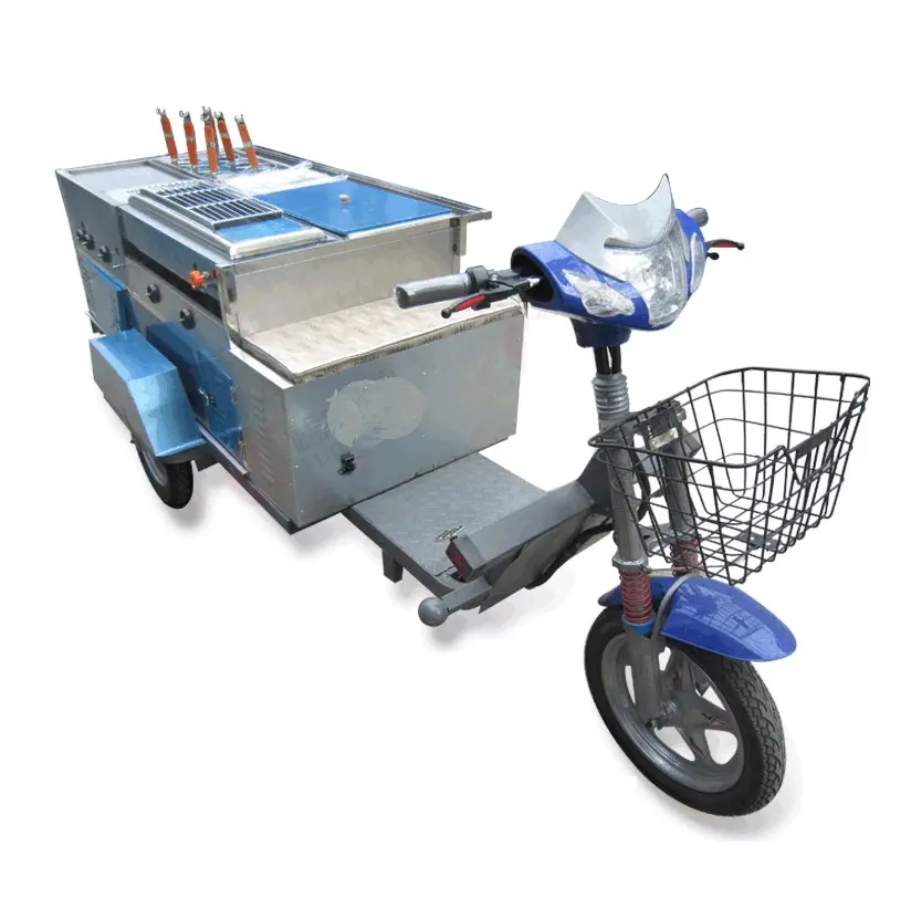 Multi-Functional 5 1でGas Deep Fryer Noodle Boiler Chocolate Fountain Snack Food Trucks Tricycle Mobile Food Trailer TOすべて