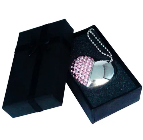 Metalen diamant kristal hart met geschenkdoos USB flash drive pendrive 8 GB 16 gb 32 GB Memory stick thumb drive Geschenken