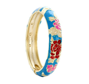 Fabrik preis Chinesische Cloi sonne Porzellan Pfingstrose Emaille Armband Armreif für Frauen in Zink legierung Schmuck - Product Image 2