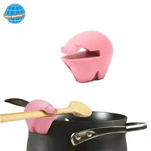 Silicone Chịu Nhiệt Pig Pot Clip Spoon Rest Set
