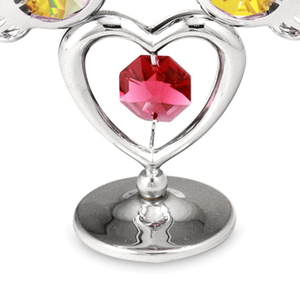 Estatuilla de palomas y corazón de amor de hierro cromado Crystocraft con cristales de corte brillante regalo de boda europeo para invitados - Product Image 2