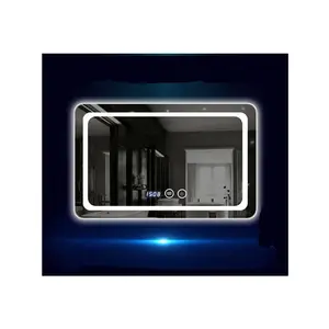 욕실 화장실을위한 80*130 cm defogging 시간 온도 스마트 LED 거울 화장대 메이크업 miroir espejo spiegel