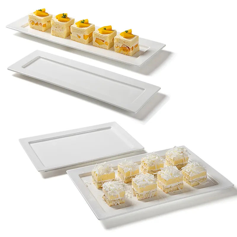 Platos rectangulares de porcelana blanca para Postres, para restaurantes, baratos, venta al por mayor