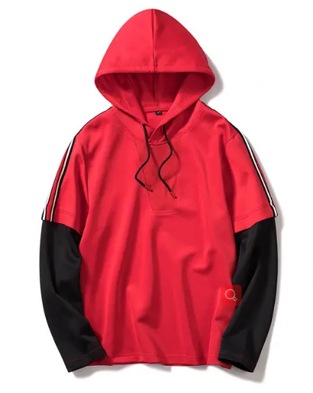 Nieuwe stijl casual fake twee stukken mens hoodie streetwear groothandel vlakte trui hoodie