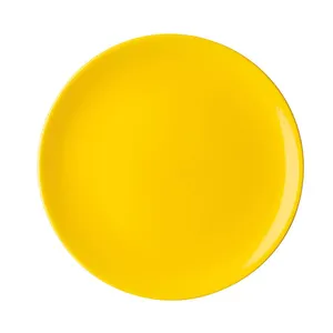 Custom printed color cheap yellow ceramic dinner plate