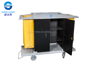 다기능 청소 호텔 룸 서비스 손수레 문을 가진 큰 housekeeping 트롤리 리넨 실용적인 손수레 청소 손수레 - Product Image 2