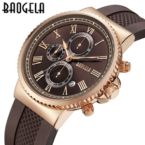 นาฬิกาข้อมือผู้ชายแบรนด์หรู <span class=keywords><strong>Baogela</strong></span> 1708 สายซิลิโคน กันน้ำ โครโนกราฟ ปฏิทิน นาฬิกาควอตซ์สำหรับเล่นกีฬา - Product Image 4