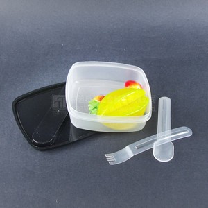 2015 venta caliente corea plástico Bento box, caja de almuerzo con tenedor y cuchara - Product Image 4