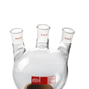 Üretici züccaciye kimya 3 boyunları yuvarlak alt Flask