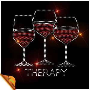 Therapy verre de vin à strass fer <span class=keywords><strong>sur</strong></span> le transfert - Product Image 1