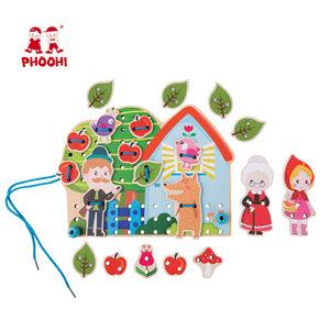 Little red riding capot enfants éducatifs en bois bébé laçage perles jouet pour enfant en bas âge 18 M + - Product Image 2