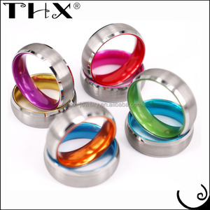 Las mujeres de los hombres nuevo azul blanco y negro tres tono anillo de tungsteno de elegir el Color anillo de tungsteno - Product Image 4