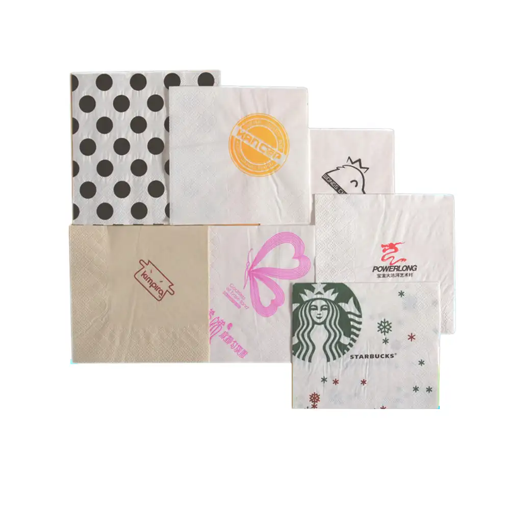 En relieve impreso papel servilleta de papel con el logotipo de servilletas de papel tamaños
