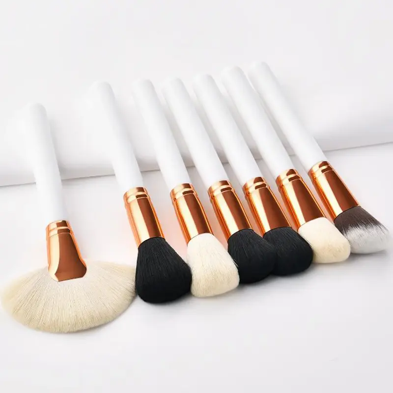 High quality White wool makeup brush sets custom logo