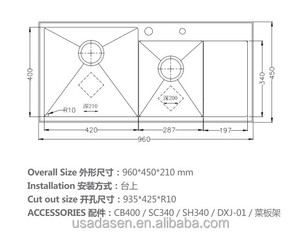 DS 9645 Model NewPremium Plastic Stopper Brass Apron Front 304 Hair Salon Wash <strong>Sink</strong> - Product Image 2