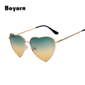 En forma de corazón <span class=keywords><strong>gafas</strong></span> de sol mujer metal lentes reflectantes moda estilo <span class=keywords><strong>gafas</strong></span> de sol hombres espejo nuevas frescas - Product Image 2