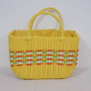 Panier de rangement en plastique et rotin, panier à linge coloré tissé, taille personnalisée, fabrication d'usine - Product Image 5