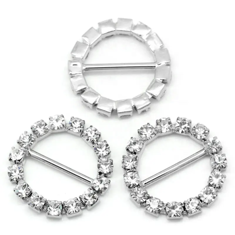 Hebillas de plástico ligeras redondas de diamantes de imitación para cinturones, joyas, moda y adornos