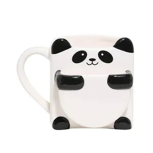 Siyah Ve Beyaz Porselen Hug Panda Kahve Fincanı Çerez Tutucu Ile