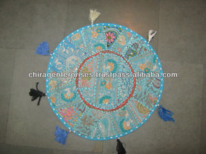 Nuevo Cojín Redondo Bohemio Vintage, Hecho a Mano en India, con Diseño de Patchwork, Puff de Algodón Multicolor Bordado para el Suelo - Product Image 2