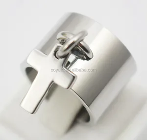 Christianity laser Lead Nickle Free Latest Design Cross Ring in Stainless Steel Jewelry cross sliver ring