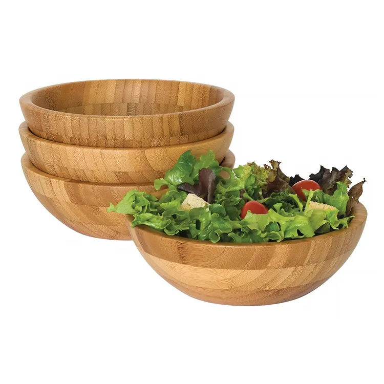 Durable Bamboo Personalized Salad Acacia Wood Bowl