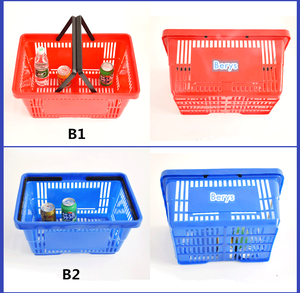 Cesta de Compras Apilable de PP de 20L, Azul y Roja, Personalizada por Berys, para Frutas y Verduras, con Asa -5 45 - Product Image 3