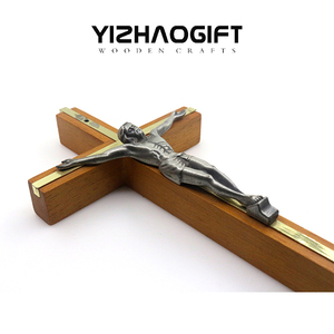 Broche artisanale avec croix en <span class=keywords><strong>bois</strong></span>, 1 pièce, accessoire décoratif pour église Christ - Product Image 3
