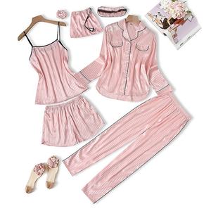 Camicia di pigiama di raso estiva da donna 7 pezzi di seta pigiama Set Lingerie di raso abbigliamento da notte in seta pigiama da ragazza - Product Image 2