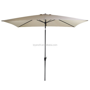Paraguas de patio rectangular de 10x6,5 pies Paraguas de jardín al aire libre con manivela e inclinación, 6 costillas de acero (Beige) - Product Image 2