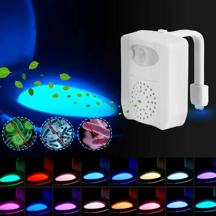 UV Sterilization 16 Color Changing Motion Activated Led Toilet Sensor Bowl Night Light with 2 Pieces Aromatherapy