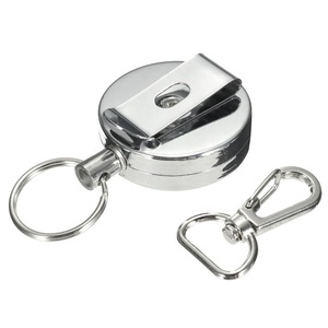 Llavero redondo de acero inoxidable, cuerda de alambre de acero Flexible, de Metal, retráctil, <span class=keywords><strong>40mm</strong></span>, barato, gran oferta