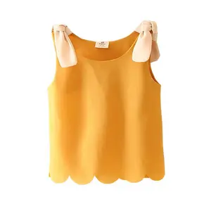 Wholesale Children'S Boutique Clothing For Kids Girls Plain Sleeveless Vest And T-Shirt From China Supplier